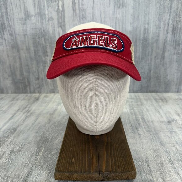 NEW Los Angeles Angels Visor Hat Cap Mens Red Baseball MLB Snap Back Box Logo - Picture 2 of 9